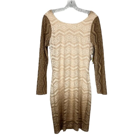Honey and Rosie Juniors Glittery Chevron Stripe Lace Dress Brown Ombre size L - Picture 1 of 11